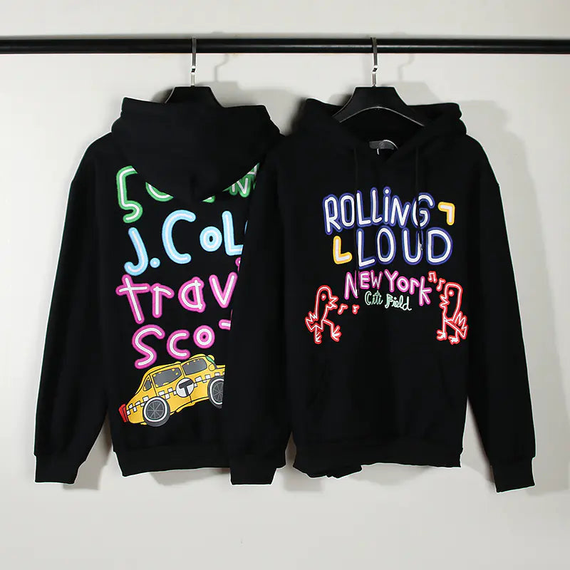 Travis Scott Rolling Neon Headliners Colorful Hoodie