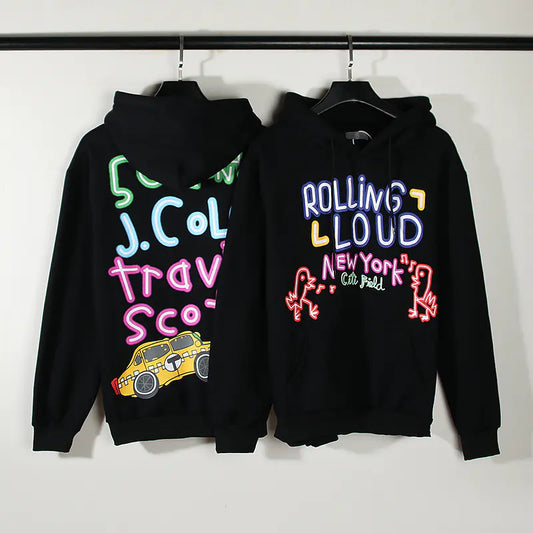 Travis Scott Rolling Neon Headliners Colorful Hoodie