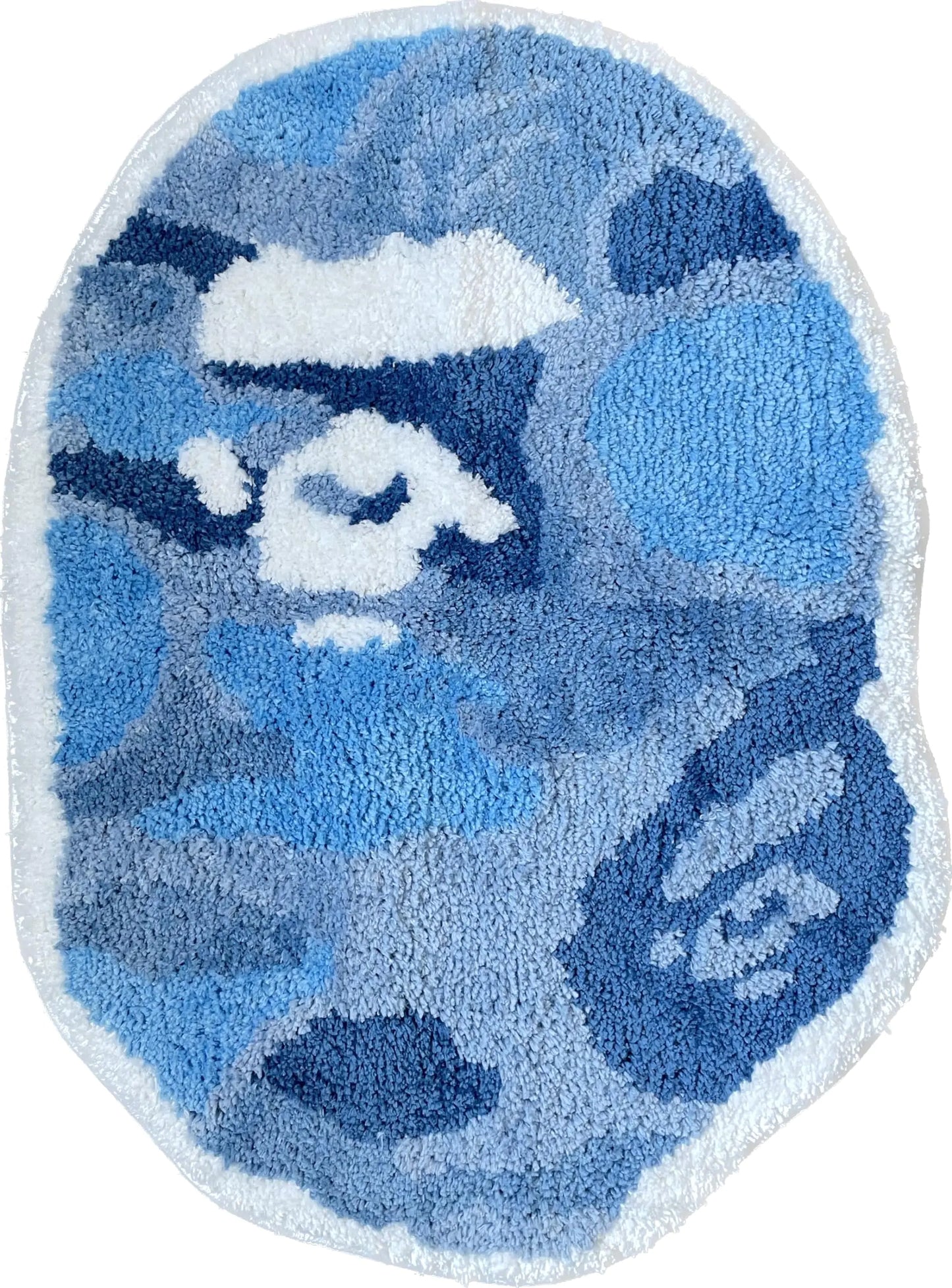 Luxape Bape Rug - Camo Blue - Handmade & Premium- 28in W * 20in L (70 * 50cm) - Hypebeast Rug - Hypebeast Rug Decor - Living Room Bedroom Children Room Door mat - A Bathing APE Rug
